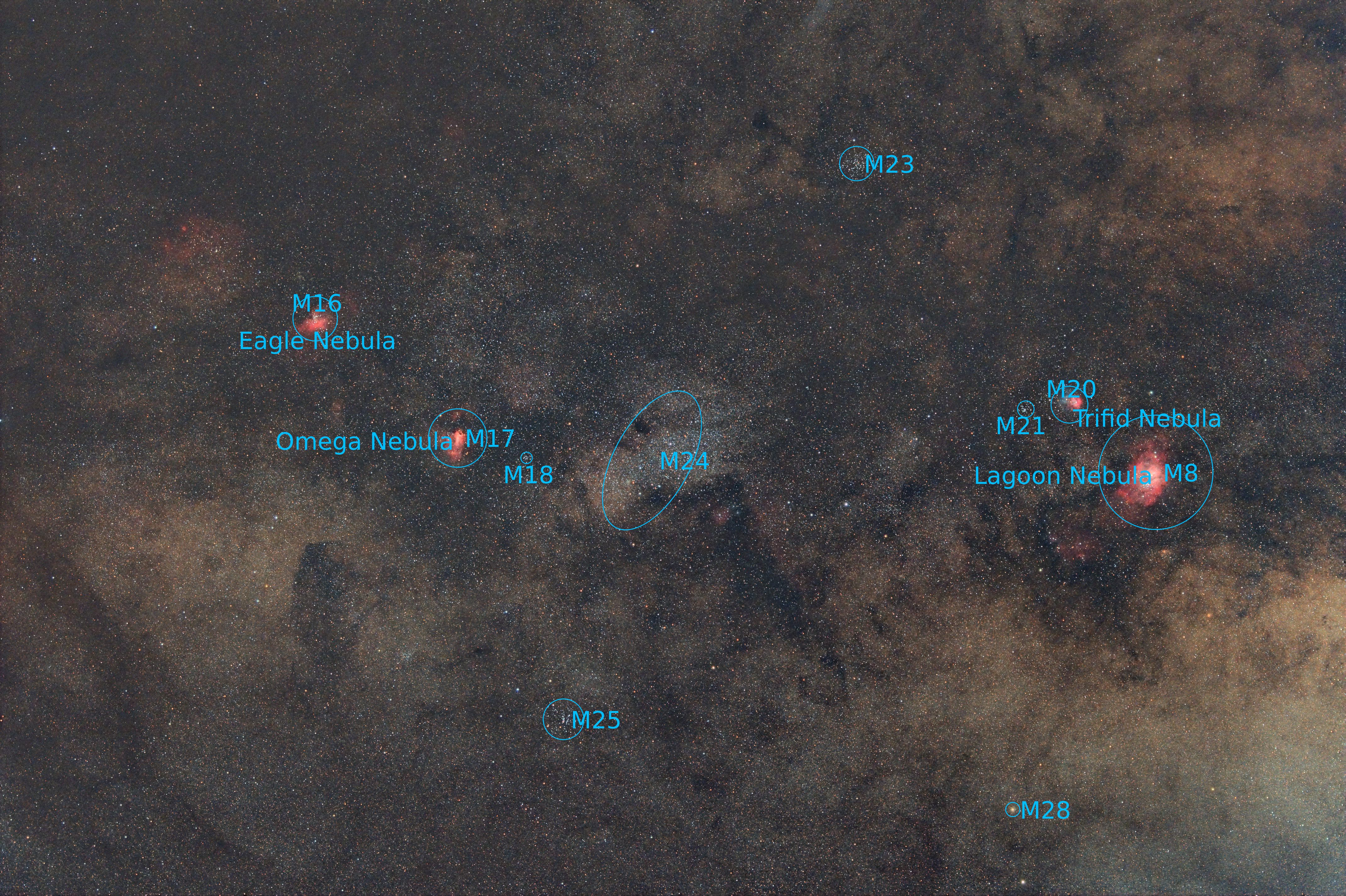 夏の天の川の双眼鏡・望遠鏡で見える星雲星団